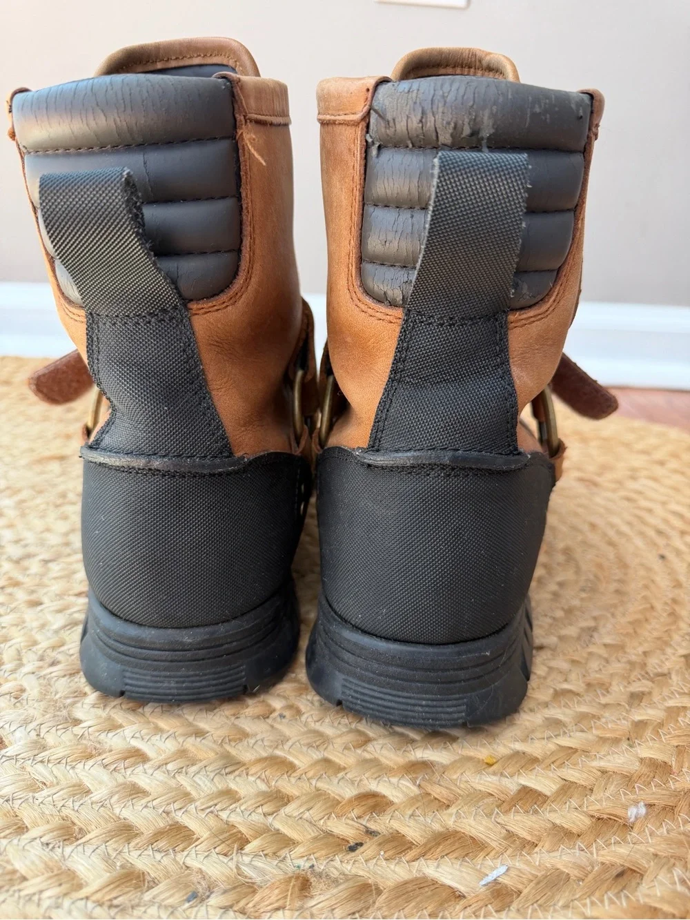Polo Ralph Lauren Conquest Hi III Duck Boots Tan Brown Leather Men’s Size 10.5 D